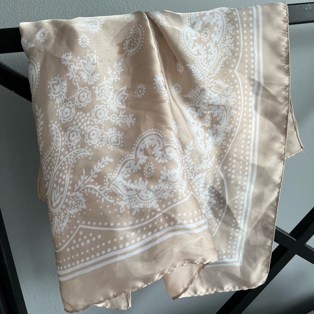 Silky Pink Rose with White Accents Bandana